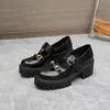 dames casual schoenen mode retro leer Britse casual kleine leren schoenen ontwerper dikke zolen verhogen metalen loafers