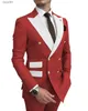 Costumes pour hommes Blazers Comes Pour Hommes Bleu clair Smoking Veste Pantalon Boutons d'or Party Tuxedo Robe Double boutonnage Hommes Costumes pour mariage GroomL231130