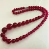 Chains Fashion 6-14mm Natural Brazilian Rose Red Stone Chalcedony Jades Charms Women Chain Choker Tower Necklace 18inch GE4040