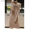 Basic Casual Dresses Women's High Neck Long Sle Solid Wool Korean Edition Loose Luxury Soft Wool Knitted Dress for Winter WarmthL231130