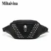 Mihaivina Punk Nieten Schädel Männer Taille Tasche Frauen Schwarz Fanny Pack Leder Brust s Weibliche Schulter Messenger Bum s 220216193x