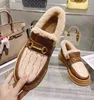 Designer Schoenen Mannen WomensWinter Warm Wol G Bont Loafers Metalen Gesp Slip Op Schoenen Platte Harige Pluizige Casual Schoenen Luxe snowboots