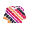 Мужские рубашки женская бандхну 3D-урожая рубашка Топ Пейсли-галстук графический пупок с коротким рукавом летние подростки девочки пляжная одежда праздник