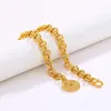 Link Bracelets XP Biżuteria -(22 cm x 6,5 mm) Przynieś Fortune Lucky Words Charm for Women Fashion Pure Gold Plaked