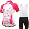 Summer Flower Women MTB Bike Cycling Clothing Breathable Mountian Bicycle Clothes Ropa Ciclismo Quick-Dry Cycling Jersey Sets289l