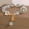 Strand Natural Chalcedony Popcorn Crystal Armband Fashion Women's Flower Pendant Bead String Armband Birthday Wedding Party Jewelry