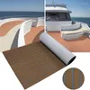 Tapis de pont de bateau en mousse EVA Faux teck Tapis de pont de bateau Plancher de yacht Antidérapant Tapis de véhicule auto-adhésif 45X240 Marron