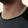 nouveau or Argent couleur 18mm grand classique chaîne à maillons cubains collier glacé bling 2 brut cz chaîne à maillons cubains pour hommes hiphop bijoux2601698