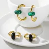 Hoop Earrings WILD & FREE Vintage Natural Stone Stainless Steel For Women Luxury Charm Malachite Simple Waterproof Jewelry Gift