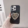 Love Diamond Heart Laser Cases para iPhone 13 Pro Max 12 promax Fashion Covers iphone14pro plus 14promax Protección de cubierta completa Estuche a prueba de golpes con anillo Stent Holder