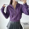 Sweat à capuche multicolore pour femmes, Style européen et américain, vêtements de travail rétro pour filles, demi-zip, manteau ample et Slim