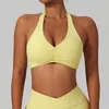 Ensembles actifs femmes Fitness Yoga ensemble vêtements d'entraînement sans couture deux pièces soutien-gorge de sport accrocher cou Sexy dos Gym course haut court Leggings