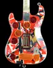 Heavy Relic Edward van Halen Franken Stein Elektro Gitar Beyaz Siyah Çizgili Kırmızı, Floyd Rose Tremolo Köprü Kilitleme Somun, Özel Kayış Düğmesi 258