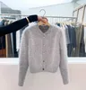 Women's Knits Round Neck Vintage Cardigan Temperament Small Fragrant Mink Sweater Pull Femme Blue Cashmere Tops Fleece Coat