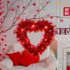 Decorative Flowers Red Valentine Day Wreaths Heart Shaped Door With Foil Holiday Wall Window Decorations Easy To Hang