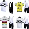 Molteni Peugeot NEW Man White Yellow Vintage Cycling Jersey Set Short Sleeve Cycling Clothing Riding Clothes Suit Bike Wear Shor252E