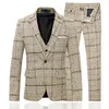 Homme Costumes Homme 3 Pièces Costume à Carreaux Coupe Slim Business Soirée Formel Décontracté Tartan Bureau Travail Vie quotidienne Banquet Fête scolaire Noir Bleu Jaune