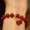 Strang Bunte L Chinesische Art Natürliche Doppelte Quasten Roter Achat 8mm Perlen Armband Für Frauen Modeschmuck Zubehör Party Geschenke