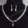 Luksusowe modne perły kolczyki Zestaw biżuterii dla kobiet w skrzydłach akcesoria bankietowy prezent imprezowy