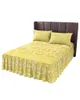 Saia de cama fatia de frutas amarelo elástico cabido colcha com fronhas protetor colchão capa conjunto cama folha