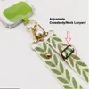 Adjustable Crossbody Long Mobile Phone Lanyard Wide Cloth Neckband Strap Rope Women's Pearl Hanging Ornaments Anti-Lost Lanyard Popular Party Gifts