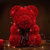 Finto verde floreale Teddy Rose Bear 25 cm fiore artificiale orsetto rosa con scatola luminosa fidanzata madre anniversario di matrimonio compleanno regalo di San Valentino 231130