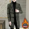 Misto lana da uomo Aggiungi pile e ispessimento in elegante e bello autunno / inverno cappotto lungo in lana jacquard di velluto zibellino dorato Cappotto Sheryl uomo 231130