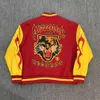 Hellstar Jacket Men's Coats Records Hellstar Records Werwolf Letterman Jacket مع الأكمام الجلدية وتطريز النمر