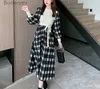 Basic Casual Dresses Autumn and winter lantern sle plaid long sled dress with woolen woven waistband fake two A-line skirt long skirtL231130