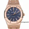 Relógios de luxo suíços Audemar Pigue Royal Oak 15400OR Relógio masculino 18k ouro rosa preto mostrador automático mecânico suíço famoso relógio de ouro de luxo conjunto completo D HBGK