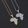 Collane con ciondolo Hip Hop Micro pavimentato CZ Stone Bling Out Africa Mappa Pendenti per uomo Gioielli Rapper Colore oro argento Ciondolo pendenteCiondolo