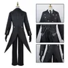 Anime sebastian michaelis cosplay uniforme ternos preto mordomo traje rabo de andorinha roupas completas demônio s peruca chapelaria