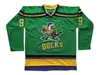 Homens Camisetas Charlie Conway Mighty Ducks Jersey 96 Mens Filme Hóquei no Gelo 99 Adam Banks Esporte Suéter Costurado Letras Números S XXXL 231130