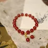 Strang Bunte L Chinesische Art Natürliche Doppelte Quasten Roter Achat 8mm Perlen Armband Für Frauen Modeschmuck Zubehör Party Geschenke