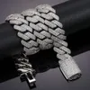 Men Hip Hop Biżuteria 19 mm Cuban Link 5a CZ Zestawienie Sier Sier Iced Out Out Naszyjnik Bling Diamentowe łańcuchy