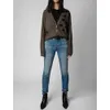 23AW Women's Knits Tees Zadig Voltaire Star Hanging Wool Pattern Knitted Shirt Cardigan Split Women's Sweater Small Coat