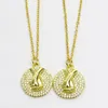 Pendant Necklaces 5 Pcs Hold Hand Necklace Handmade 18k Gold Plated Jewelry 7704