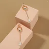 Baumeln Ohrringe Luxus Gold Farbe Blütenblatt Imitation Perle Tropfen Für Frauen Geschenke Mode Schmuck Großhandel