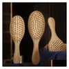 Hair Brushes Brushes Care Styling Tools Productswood Airbag Mas Carbonized Solid Wood Bamboo Cushion Anti-Static Hair Brush Comb Jlldb Dhkjf