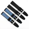 Watch Bands Silicone & Leather Watchstrap 20mm 22mm Rubber Band Black Blue Color Waterpoof Soft Bracelet Men's Women Replacement