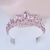 Nowy moda barokowy luksusowy różowy kryształowy ślubny tiary korony kobiety diadem tiary dla dziewczynki panny młodej Wedding Hair Akcesoria Y200807259E