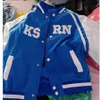 Джакеки весеннее синее бейсбольная куртка гоночная пальто большие дети подростки для подростков для подростков девочки мальчики кардиган от 4 до 10 детей с переоходом 231129