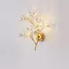 Wandlamp Nordic Romantische Kunst Goud G4 Kristal LED Blaker Licht Voor Slaapkamer Nachtkastje Badkamer Spiegel Home Decor Binnenarmatuur