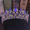 KMVEXO Rosso Nero Tiara di cristallo Corona nuziale per la cerimonia nuziale Sposa Oro Strass Corone Fascia Gioielli Accessori per capelli Y200727217x