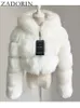 Женские меховые укороченные пальто и куртки из искусственного меха ZADORIN, высококачественные пушистые укороченные пальто и куртки из искусственного меха, женское пушистое верхнее пальто с зимней меховой курткой с капюшоном manteau femme 231129