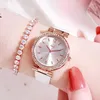 Zegarek na rękę Red Atrakcyjne kobiety zegarki Luksusowe zegarek Rhinestone Gold Waterproof Japan Japan Quartz Gedi Brand Lady Gift Clock