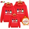 Family Matching Outfits Christmas Family Hoodie Warm Winter Children Clothing Pullover Plus Velvet Sweater Adult Kids Clothes Matching Couple Outfits 231129