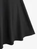 Plus Size Kleider ROSEGAL Nieten O-Ring Riemchen A-Linie Kleid Damen Punk Wurf Schwarz Mode Hohe Taille Knielang Vestidos 5XL