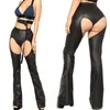 Women's Leggings Woman Erotic PU Sexy Pants Clubwear BuExpose See Through Open Hole Breathable Ass Lingerie Outdoor Sex Convenient