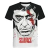 T-shirt de camiseta de venda quente scarface sharffing shaxing masculino e feminino de mangas curtas de mangas curtas